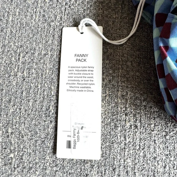 Baggu Wavy Gingham Blue Fanny Pack New - Picture 5 of 10